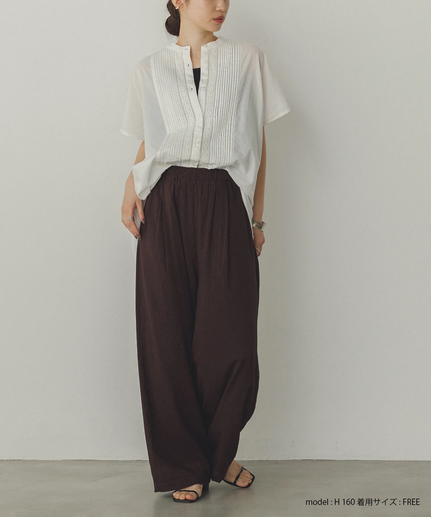 ピンタック レースシャツ