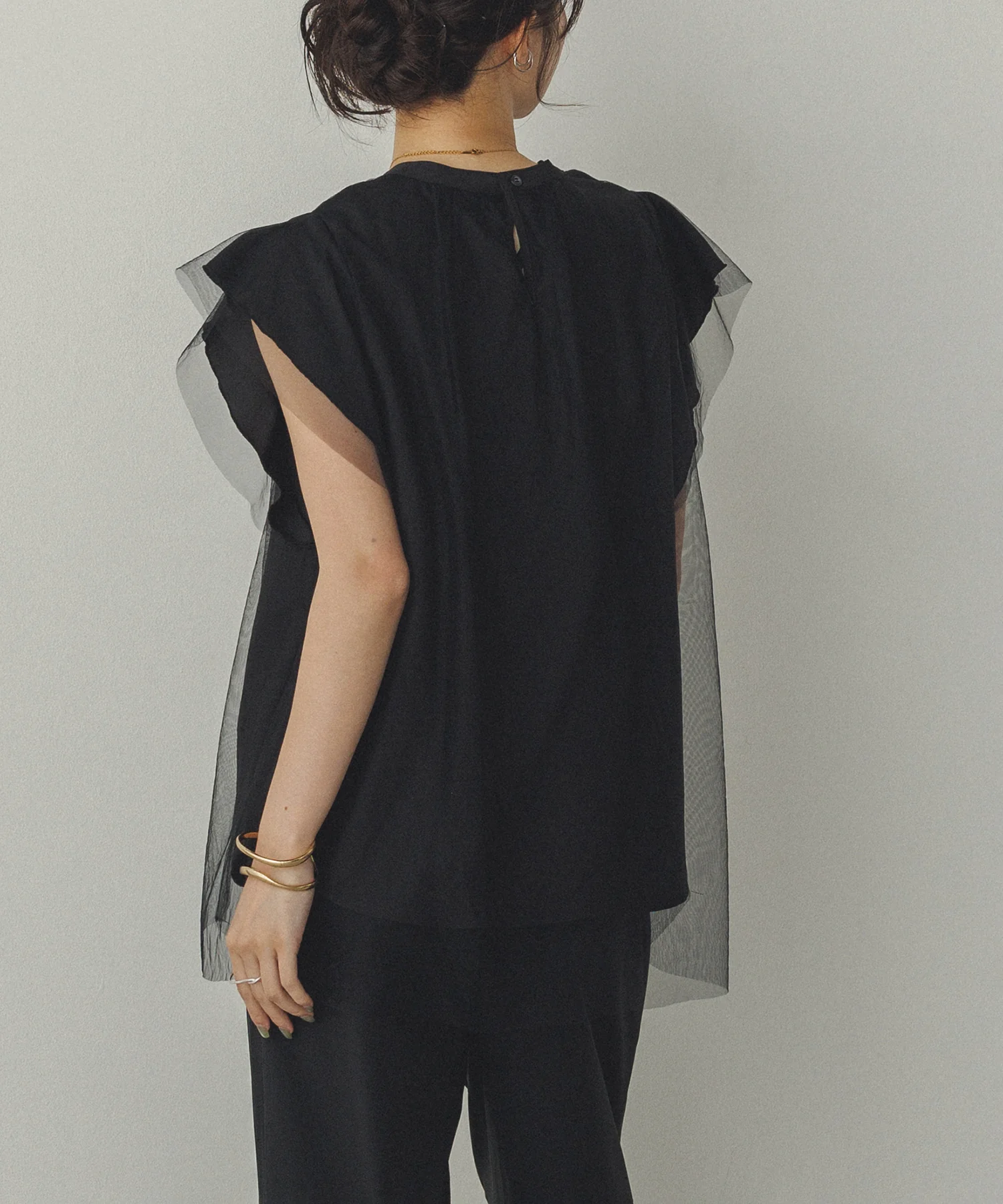 チュール レイヤードブラウス