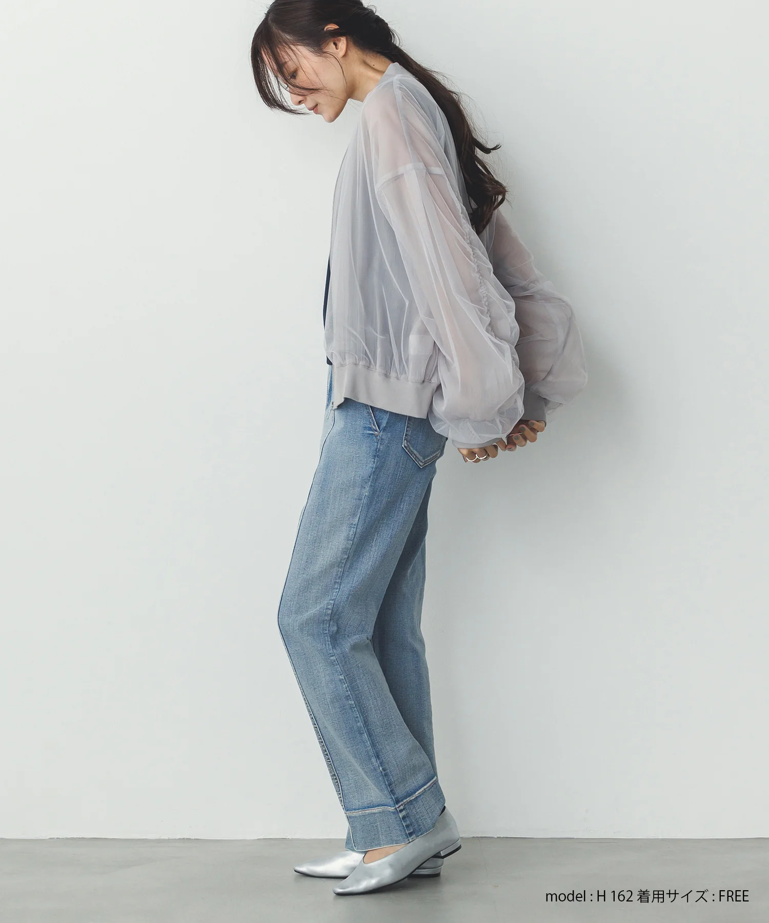 チュールシアー チェックブルゾン