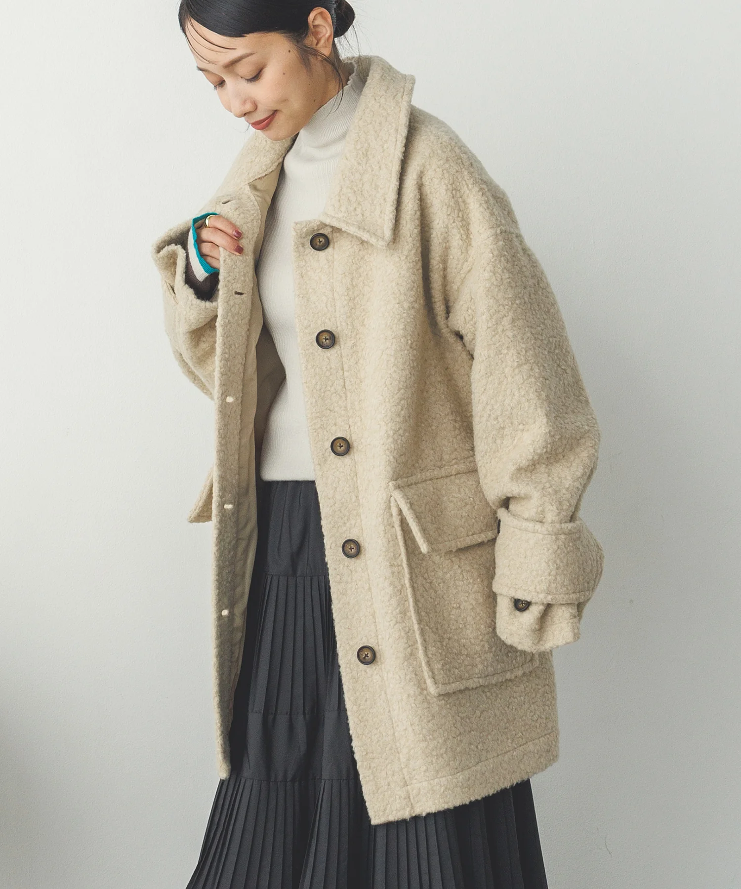 ブークレ ミドルシャツコート