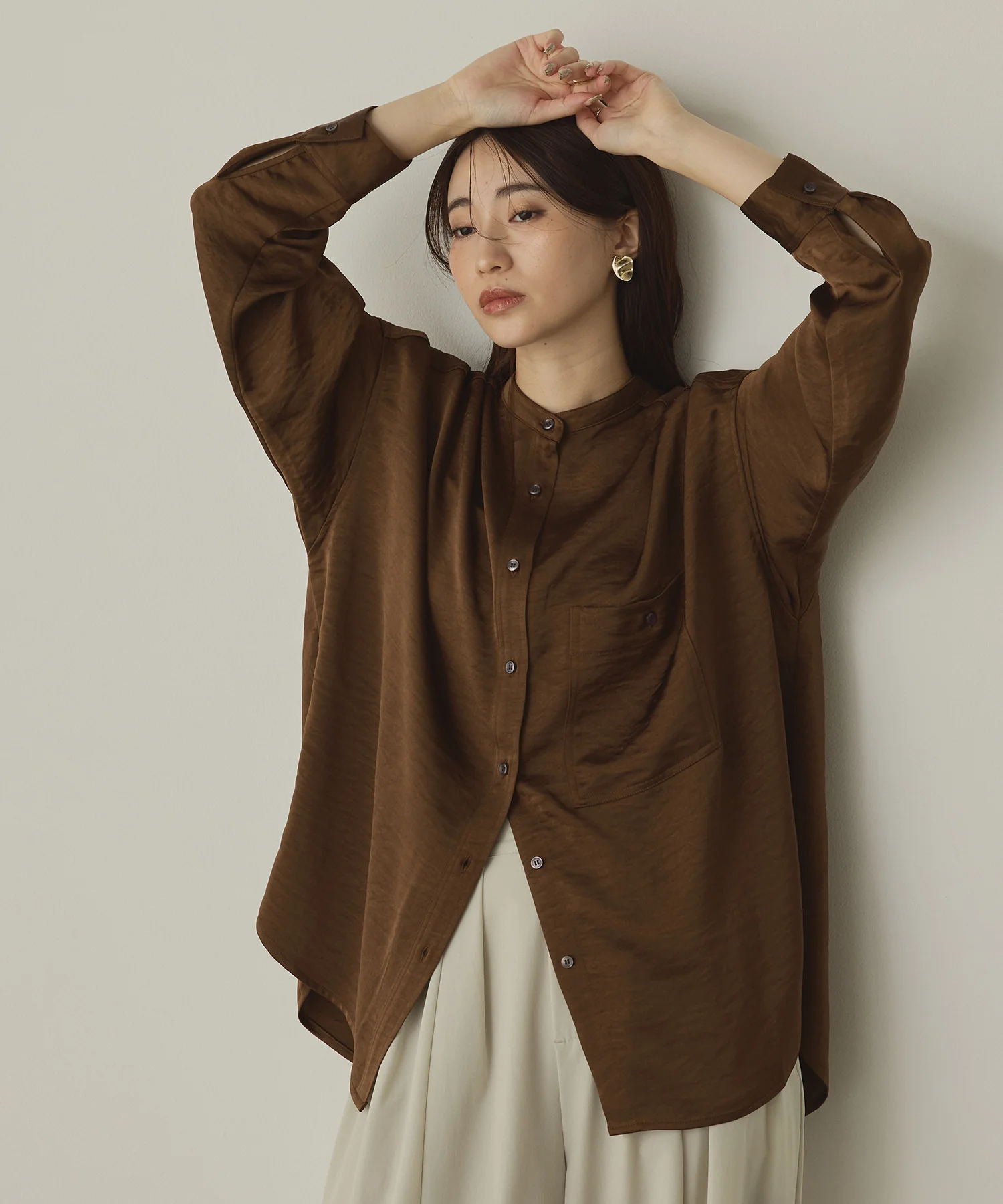 マットサテン オーバーシャツ