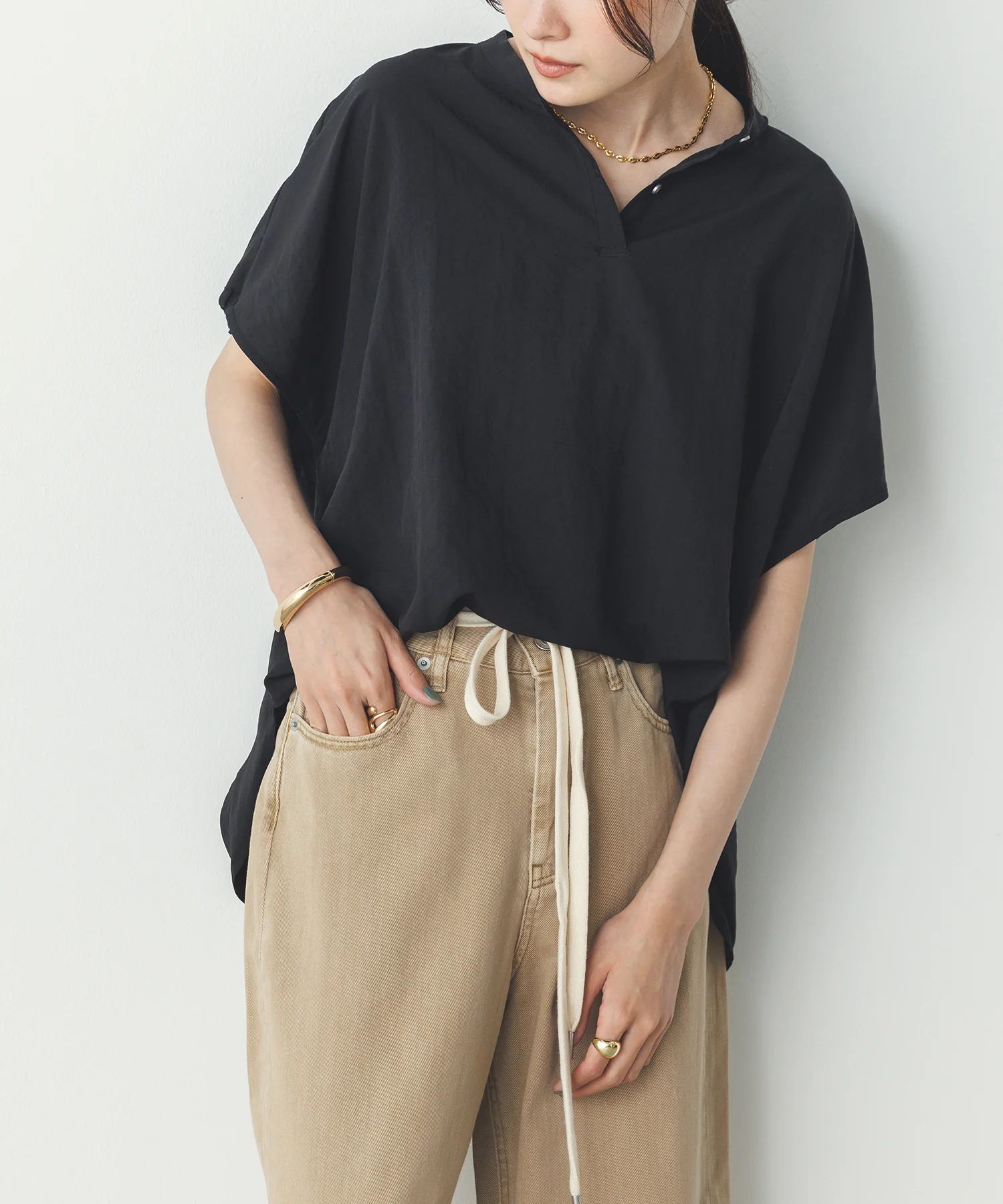 スパンローン ボリュームフレンチブラウス