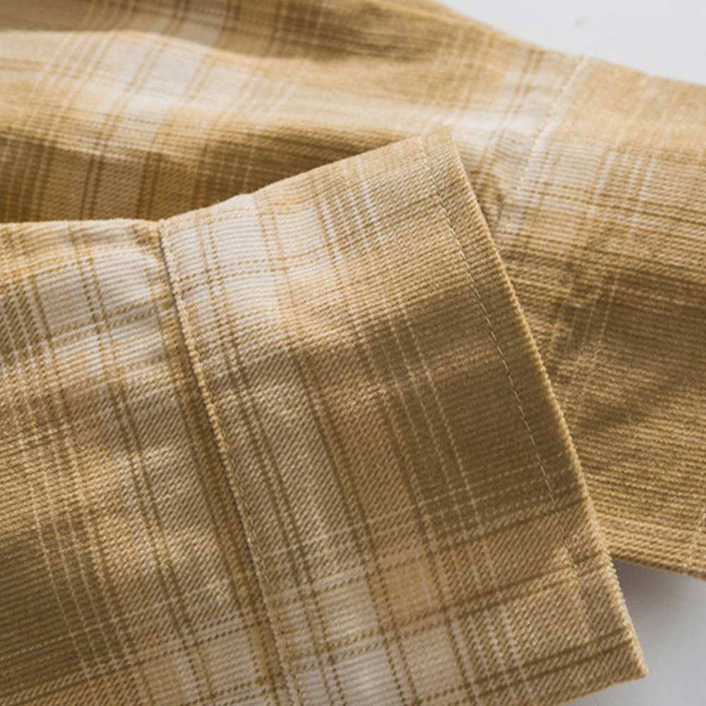 アメリカン無地チェック　 コーデュロイ刺繍シャツ