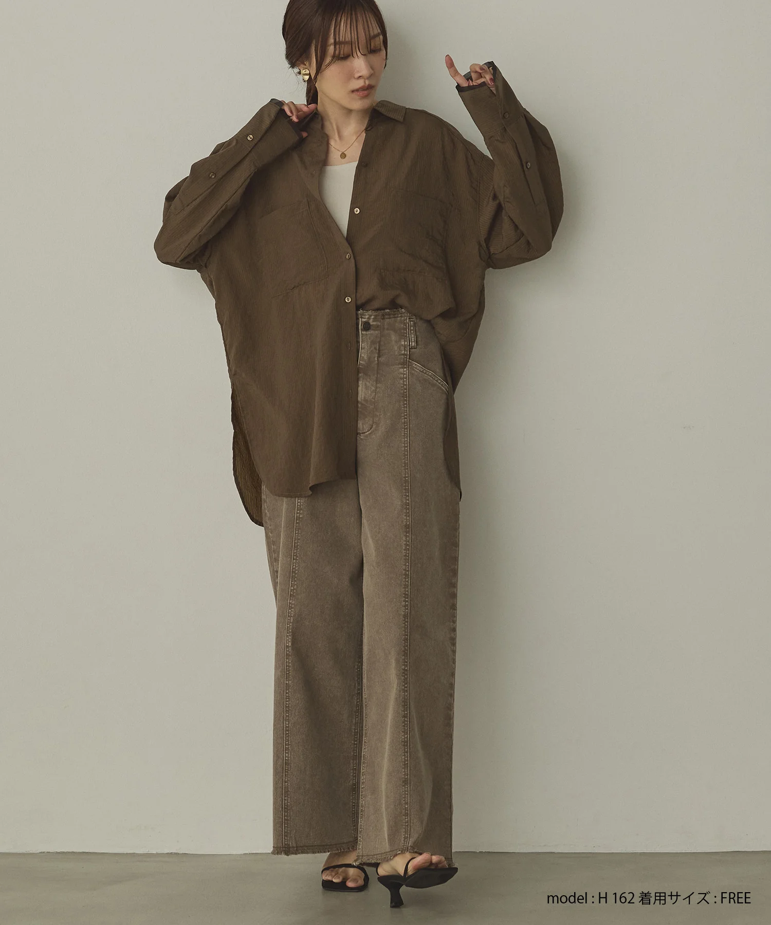 ツヤストライプ オーバーシャツ