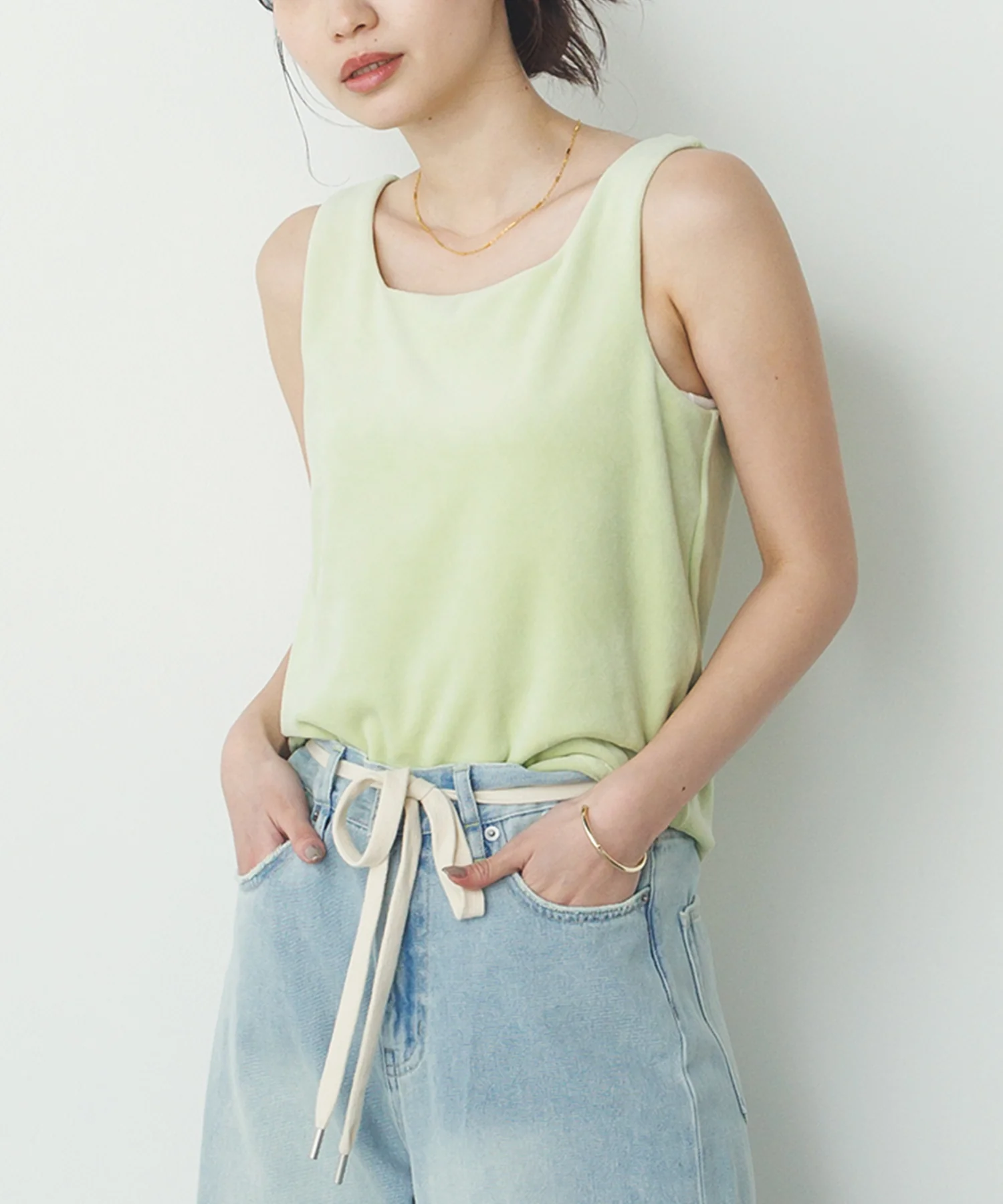 前後2WAY ベロア スクエアタンク