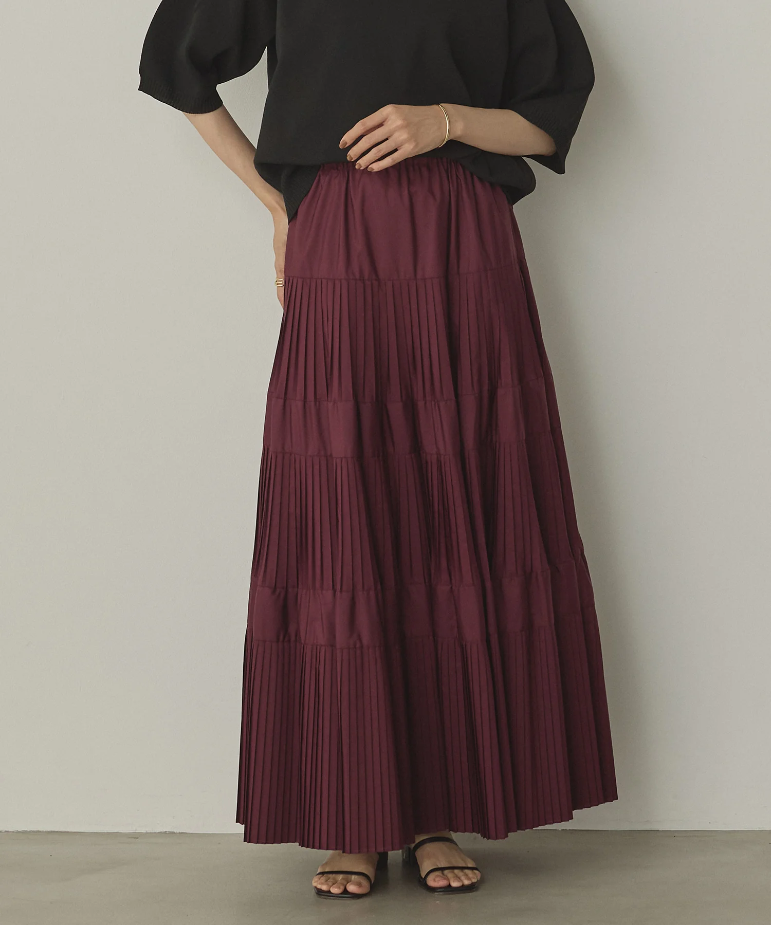 【新色追加】プリーツティアードスカート
