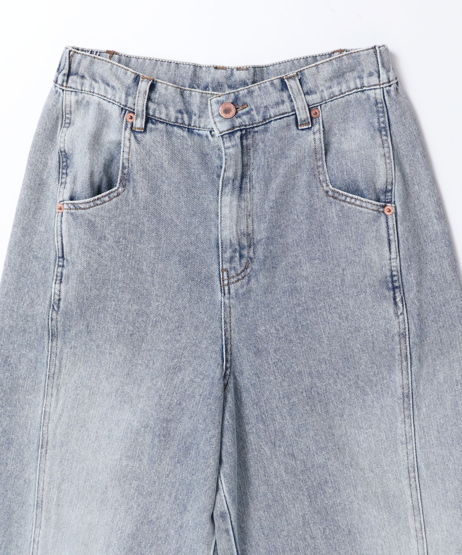 スラブデニム/ラメ ワイドパンツ　