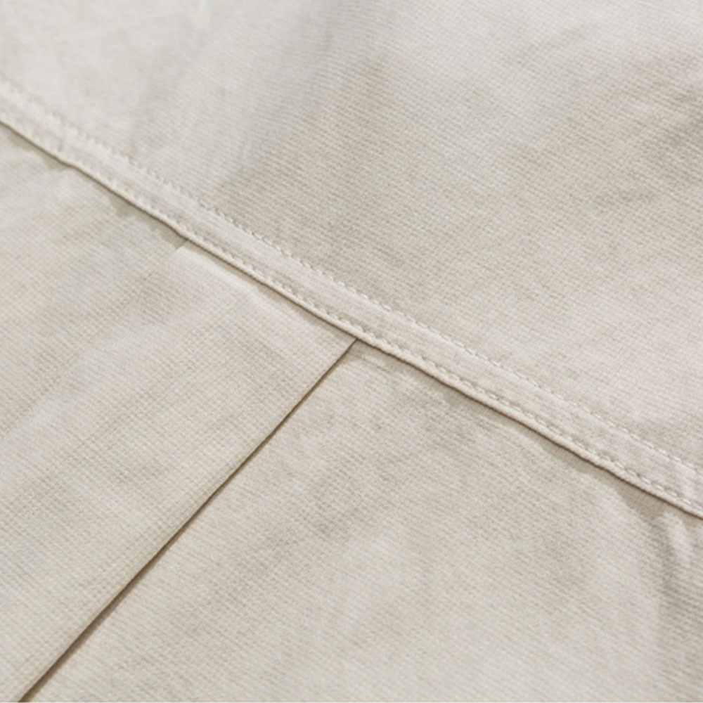 無地　 ミニマル刺繍入りワーク長袖シャツメンズ