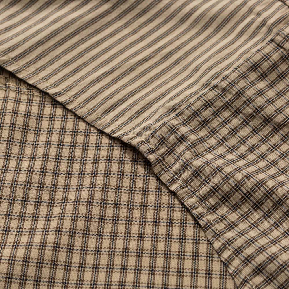 レトロ先染めチェック 　魚マジックテープ長袖シャツ