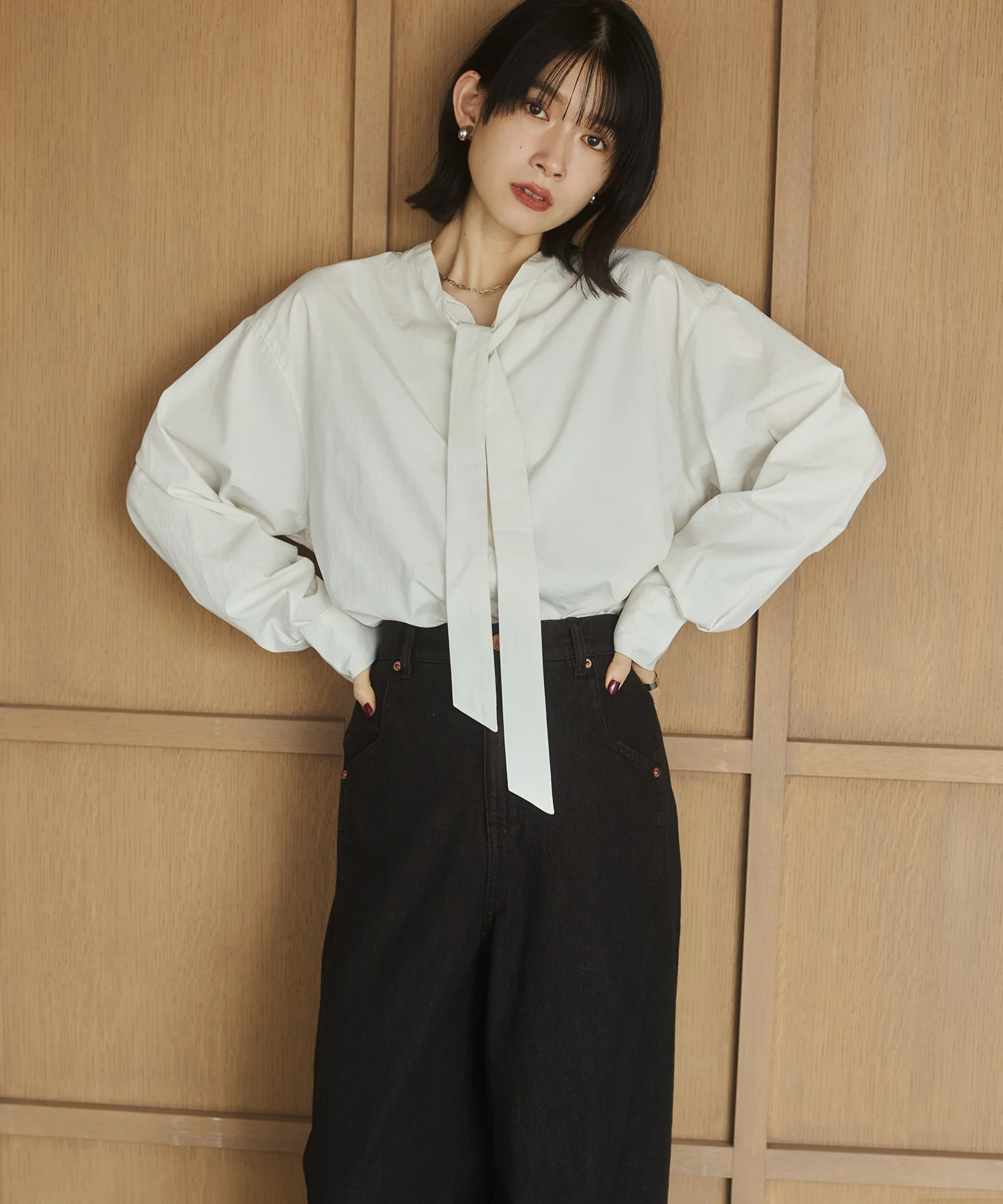 2WAY ボウタイブラウス