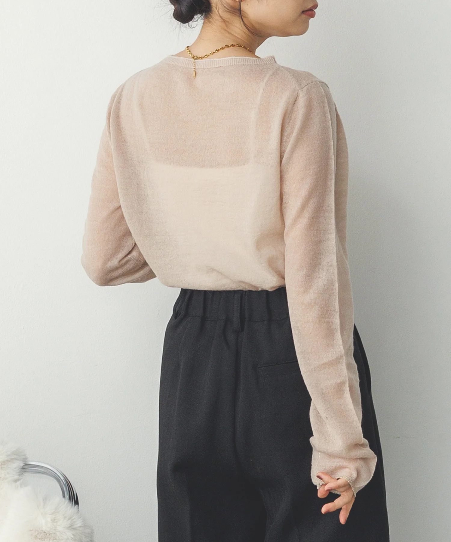 【WEB限定/別注】ラメライン入り ウールミックスシアーニット