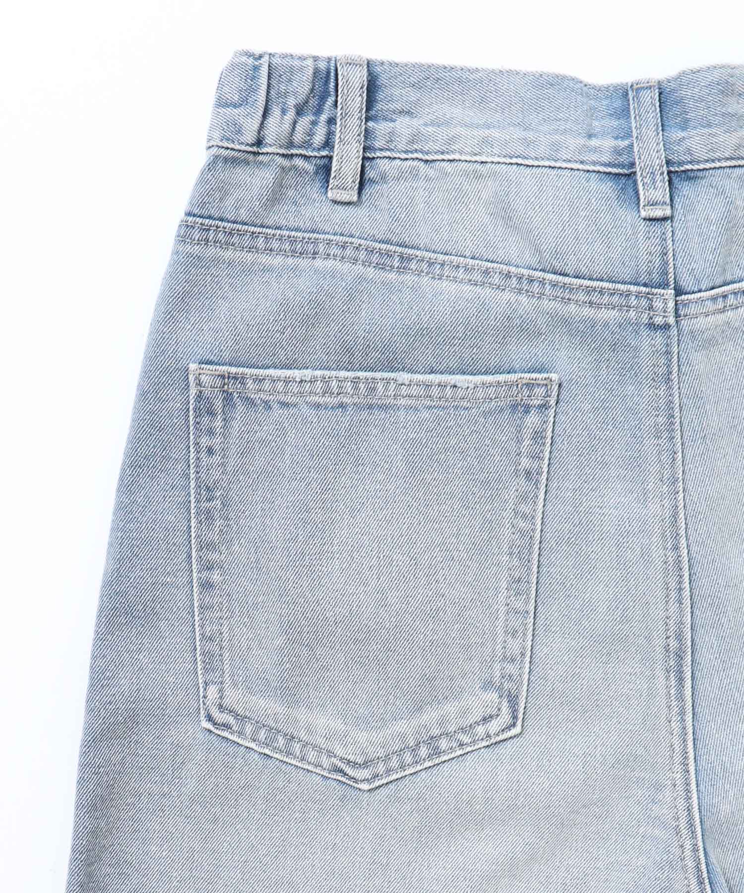 ダメージデニム ゆるストレートパンツ