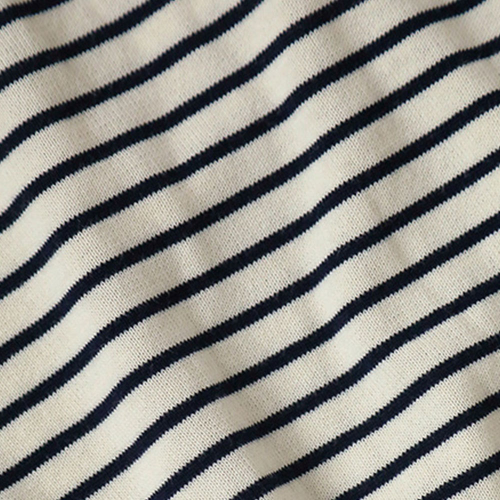 アメリカンレトロ　ボーダー柄オールドマネースタイルポロニットシャツ