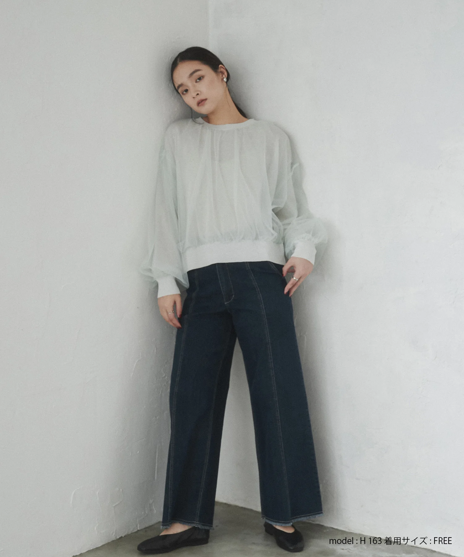 ラメニット チュールレイヤードトップス