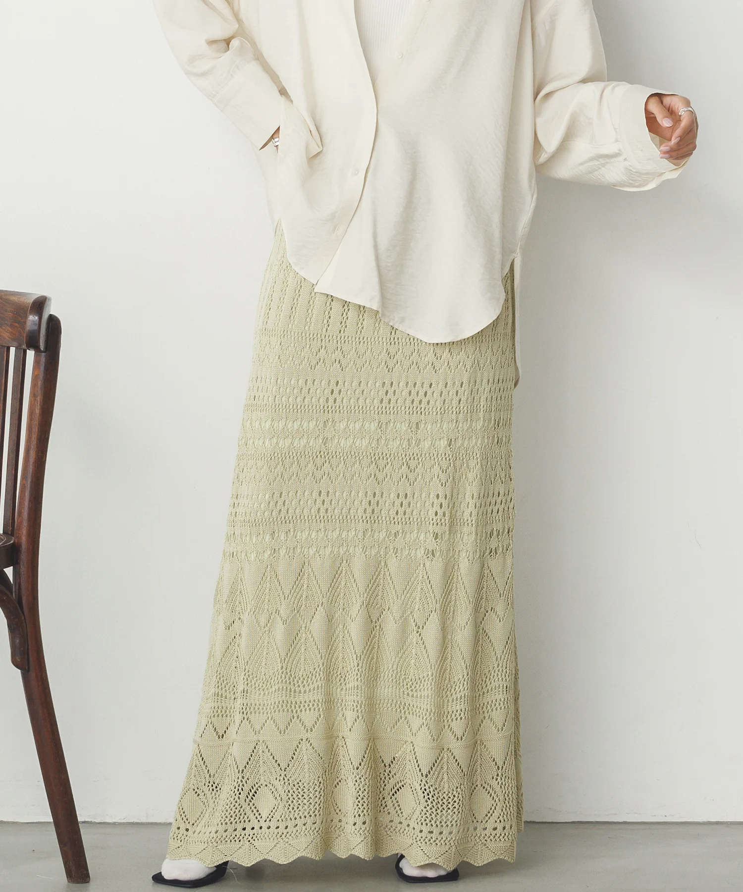 透かし編み ニットスカート