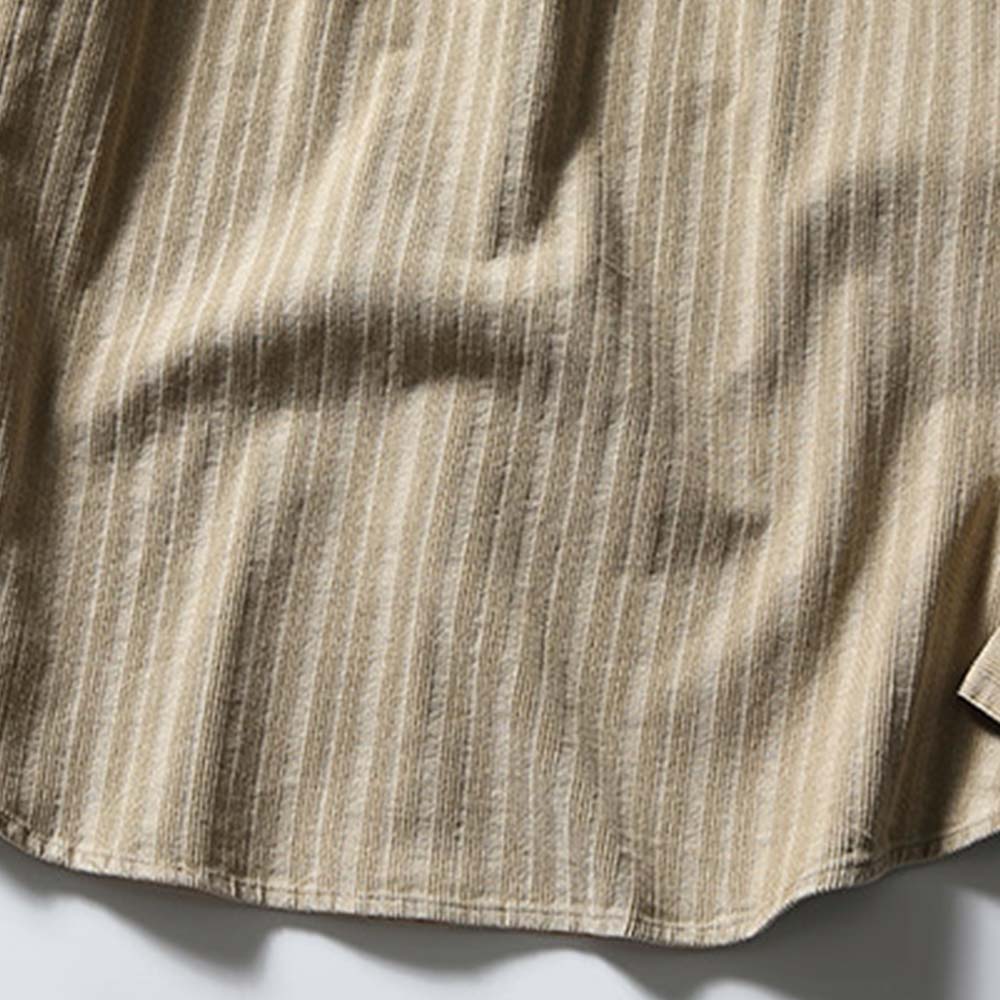 ダッフルコート風　トグルボタン付きコーデュロイストライプシャツ長袖