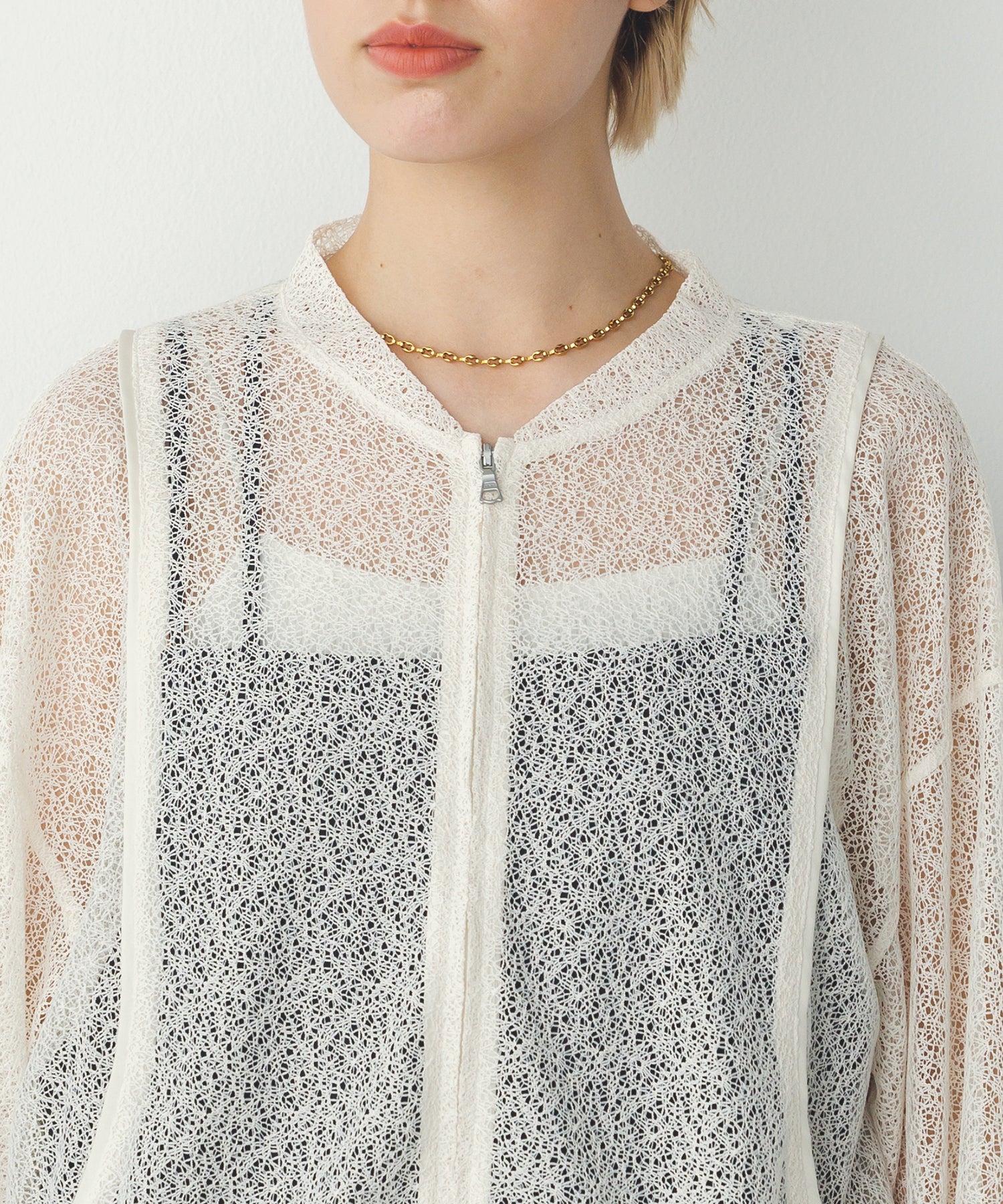 ダブルジップレースブルゾン