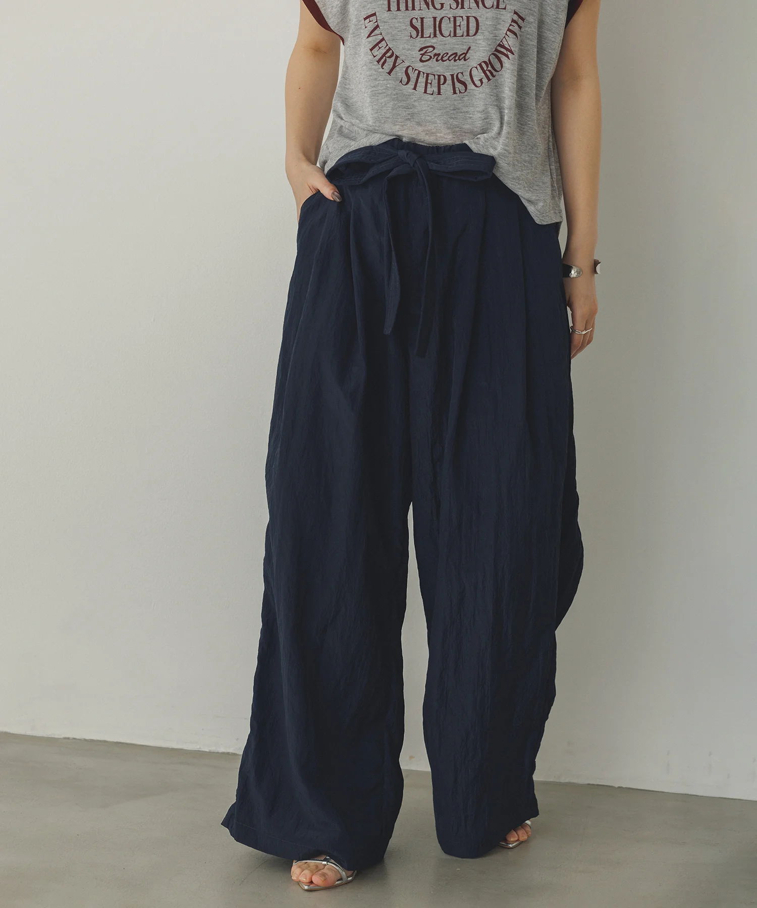 ワッシャー加工 ワイドストレートパンツ