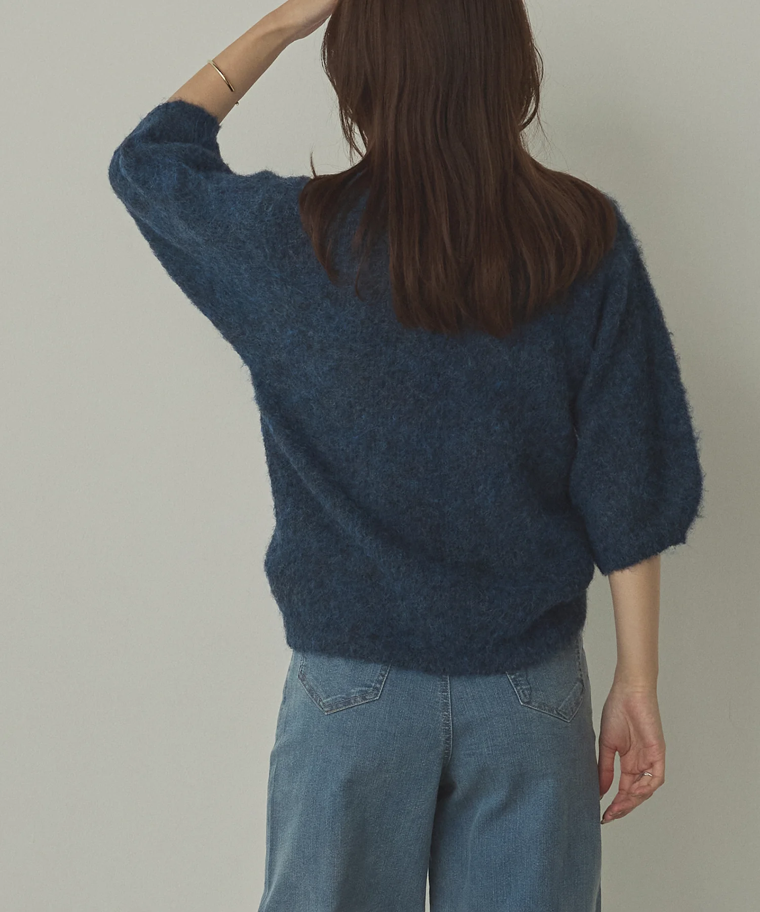 モヘアタッチ 半袖ニット