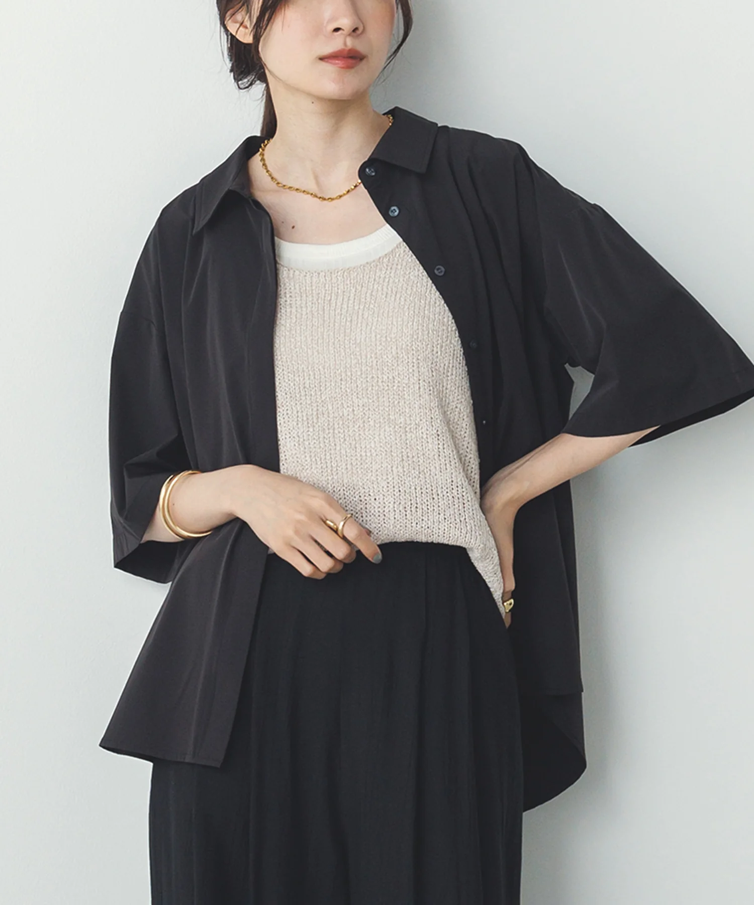 【新色追加】【接触冷感】 バックタックシャツ