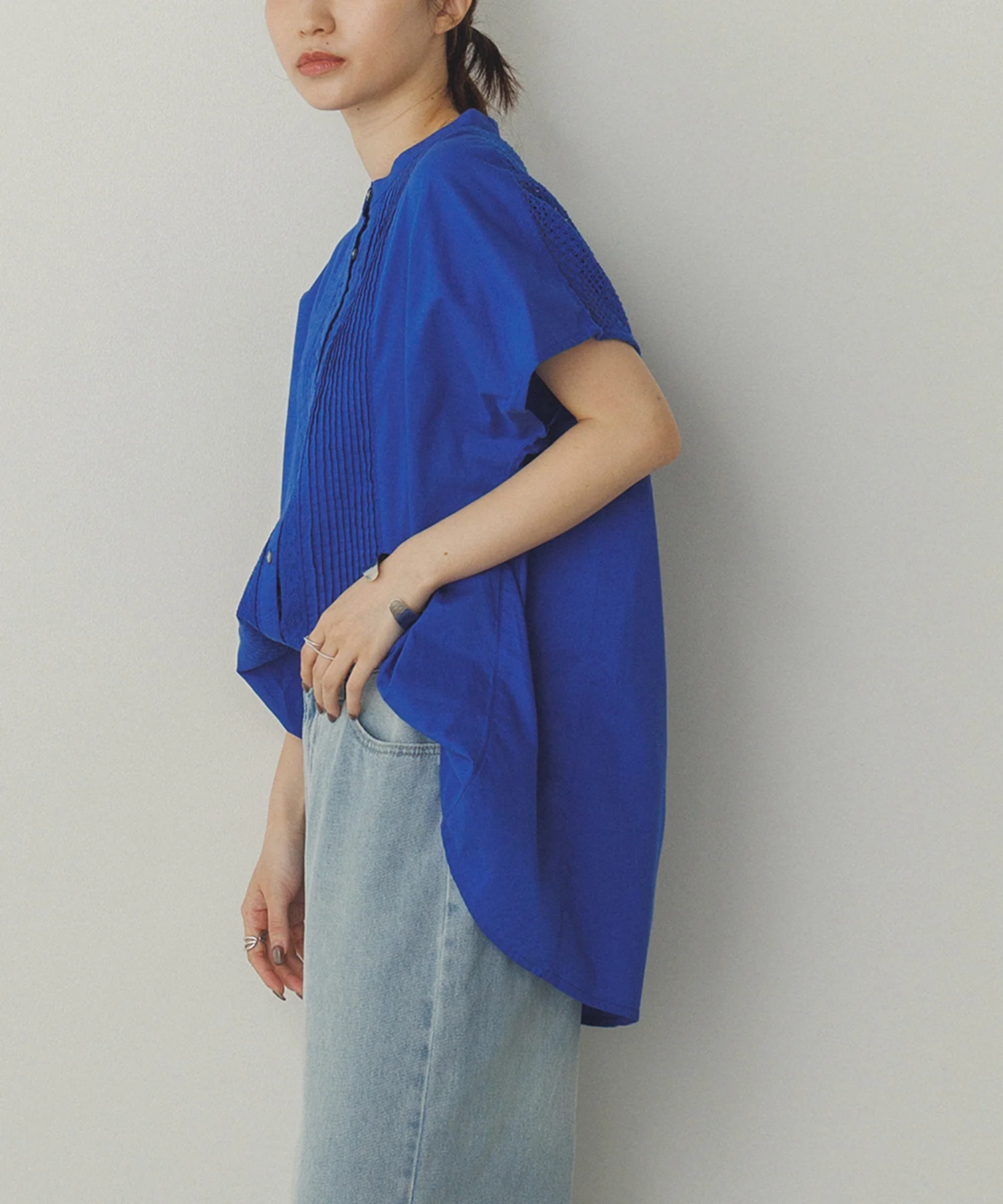 ピンタック レースシャツ