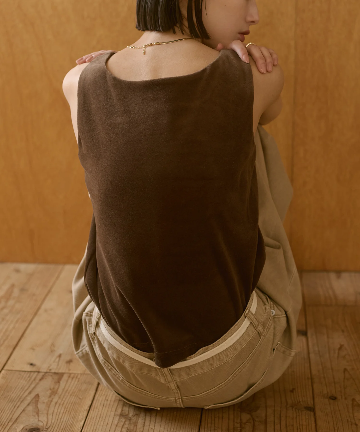 前後2WAY ベロア スクエアタンク