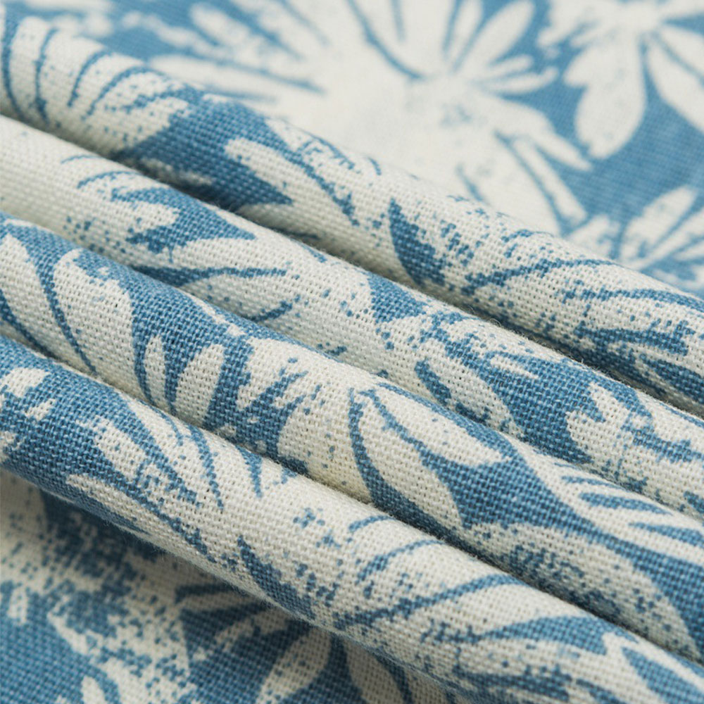 ハンドメイド調植物柄コットンリネンシャツ半袖