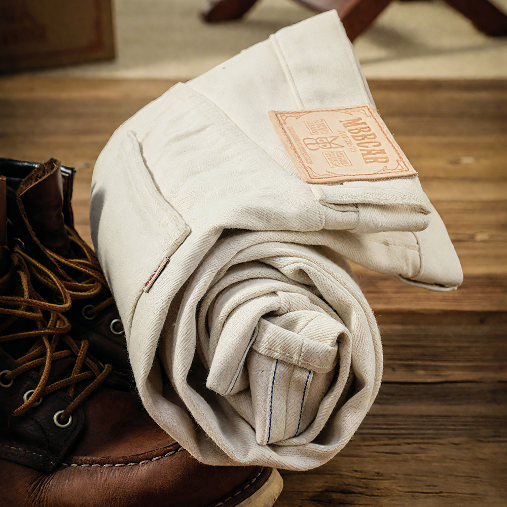 コットンシェル生成り│赤耳ホワイトデニムパンツ