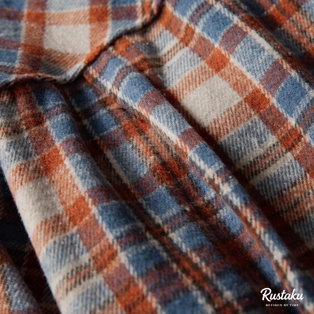 配色チェック切り替えデニム　長袖シャツジャケット