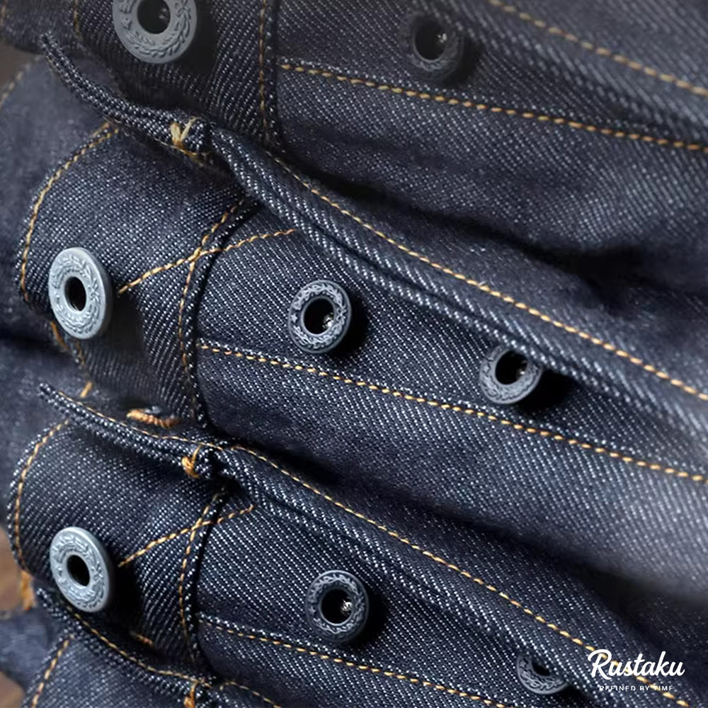 アメカジ  スリムストレートセルビッジデニムパンツ