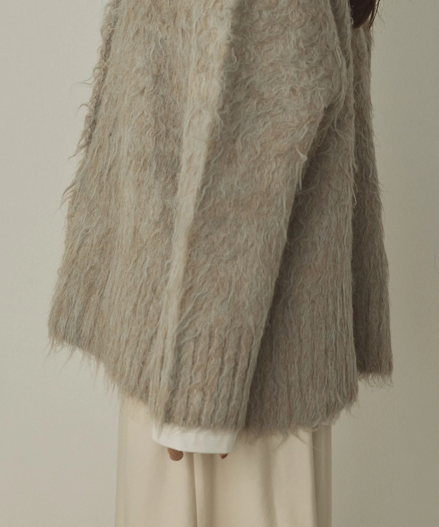 起毛シャギー ニットカーディガン