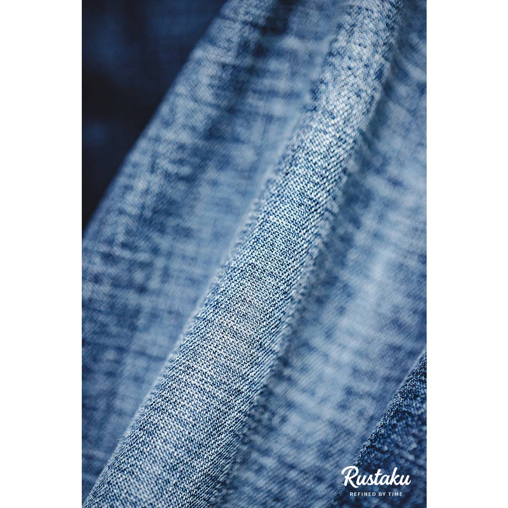 7.8オンス薄手ヒゲ加工ウォッシュデニムパンツ