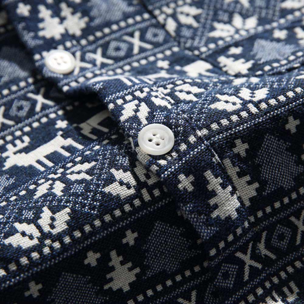 アメカジ　民族風ジャカード生地シャツ