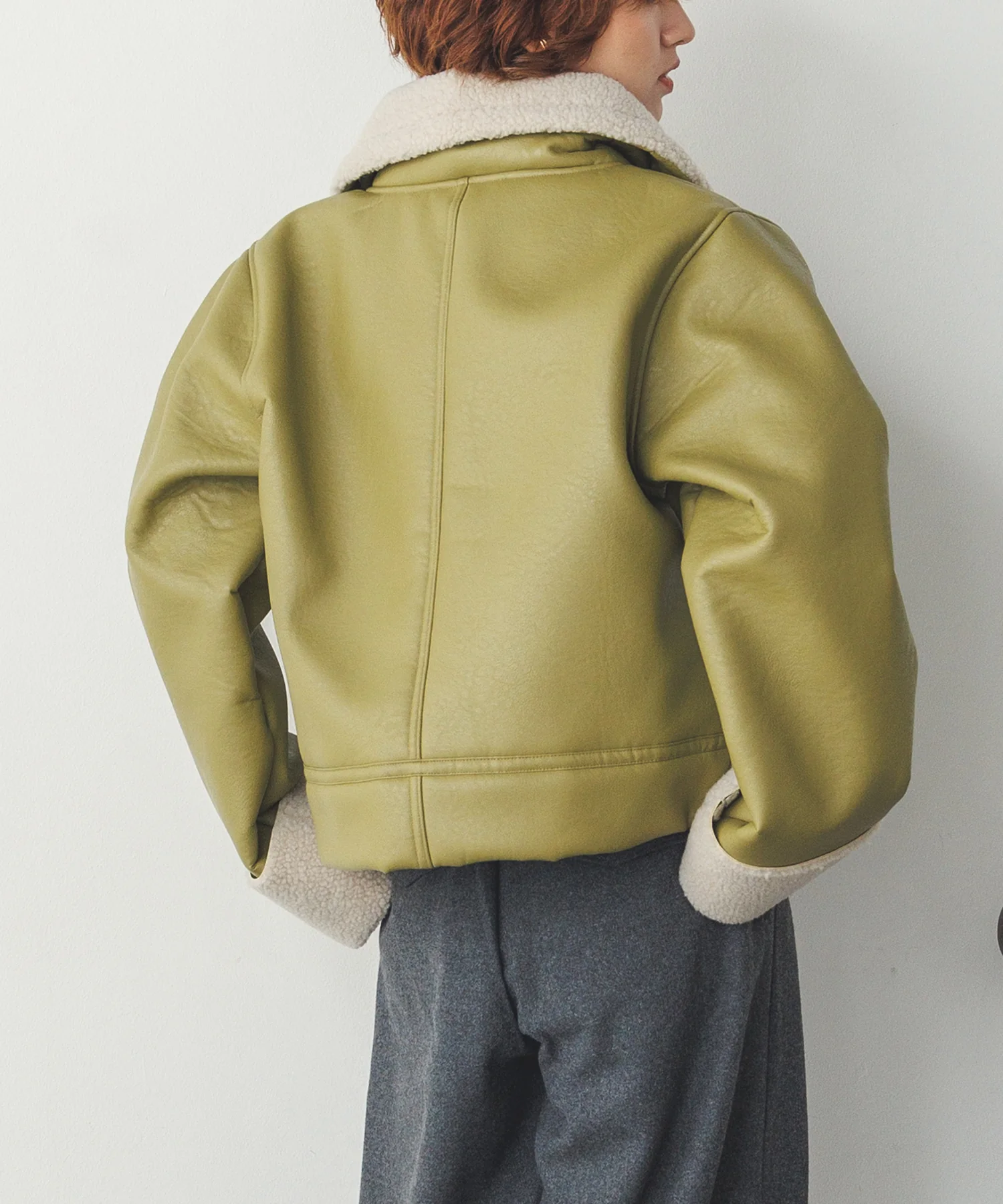 フェイクレザー×ボア ブルゾン