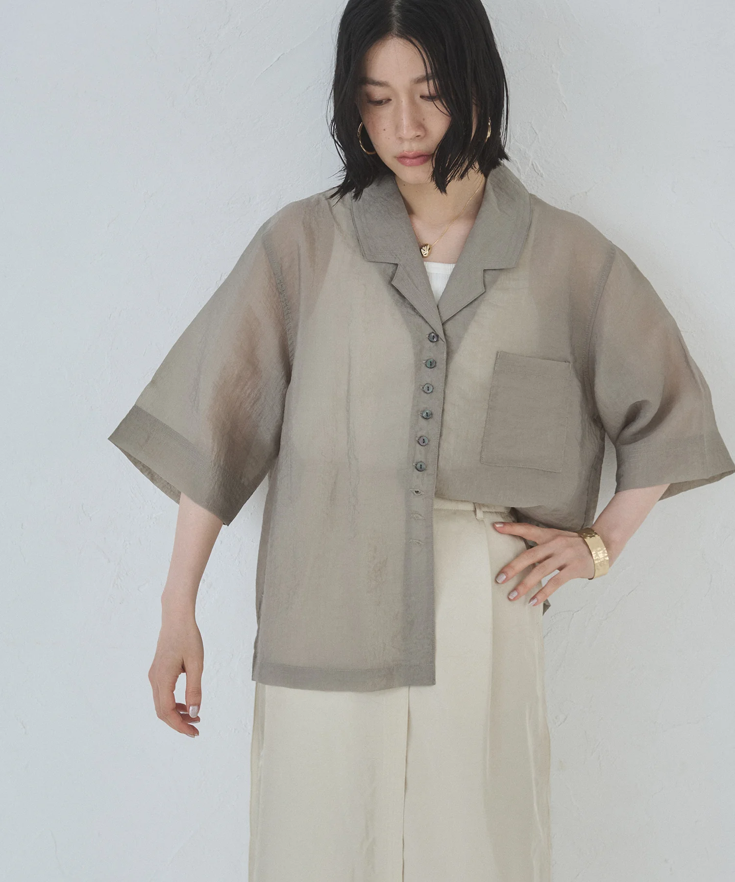 半袖 ツヤシアーシャツ