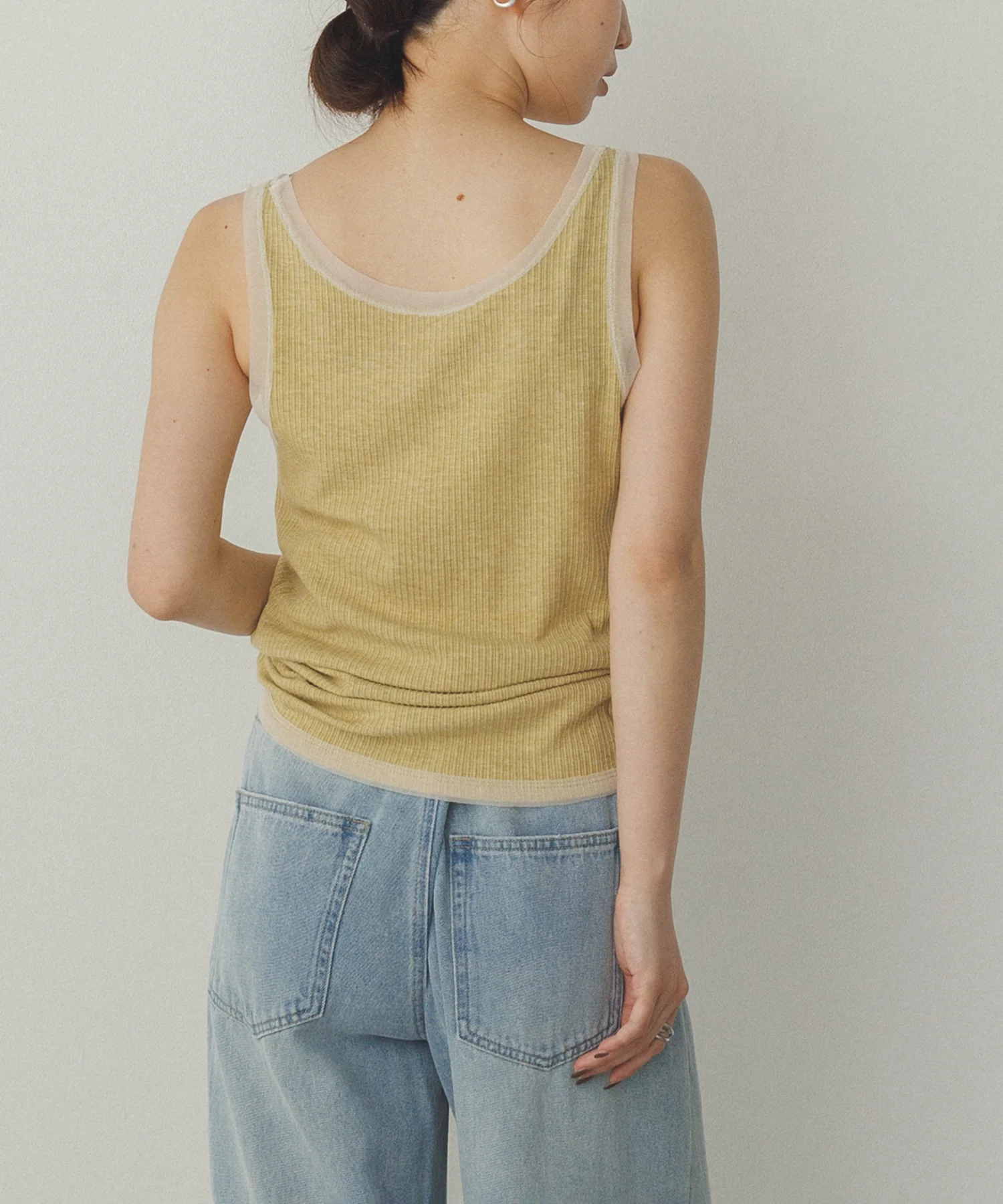 前後2WAY リブチュールタンクトップ