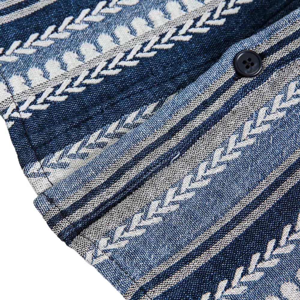 アメカジ　レトロ風編みストライプ長袖シャツ