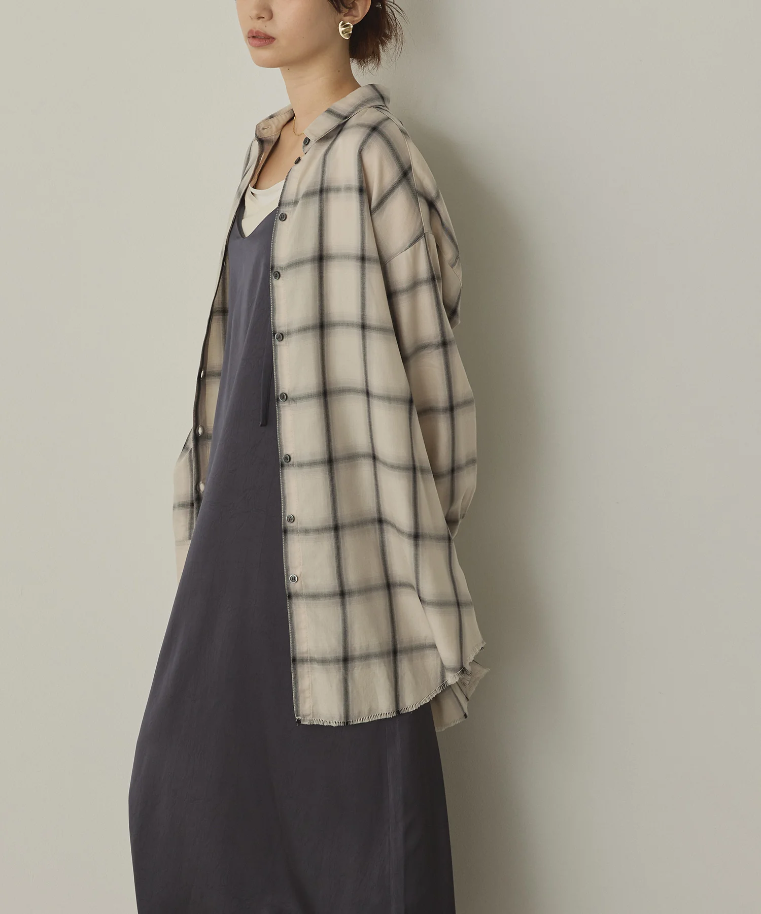 オンブレチェック オーバーシャツ