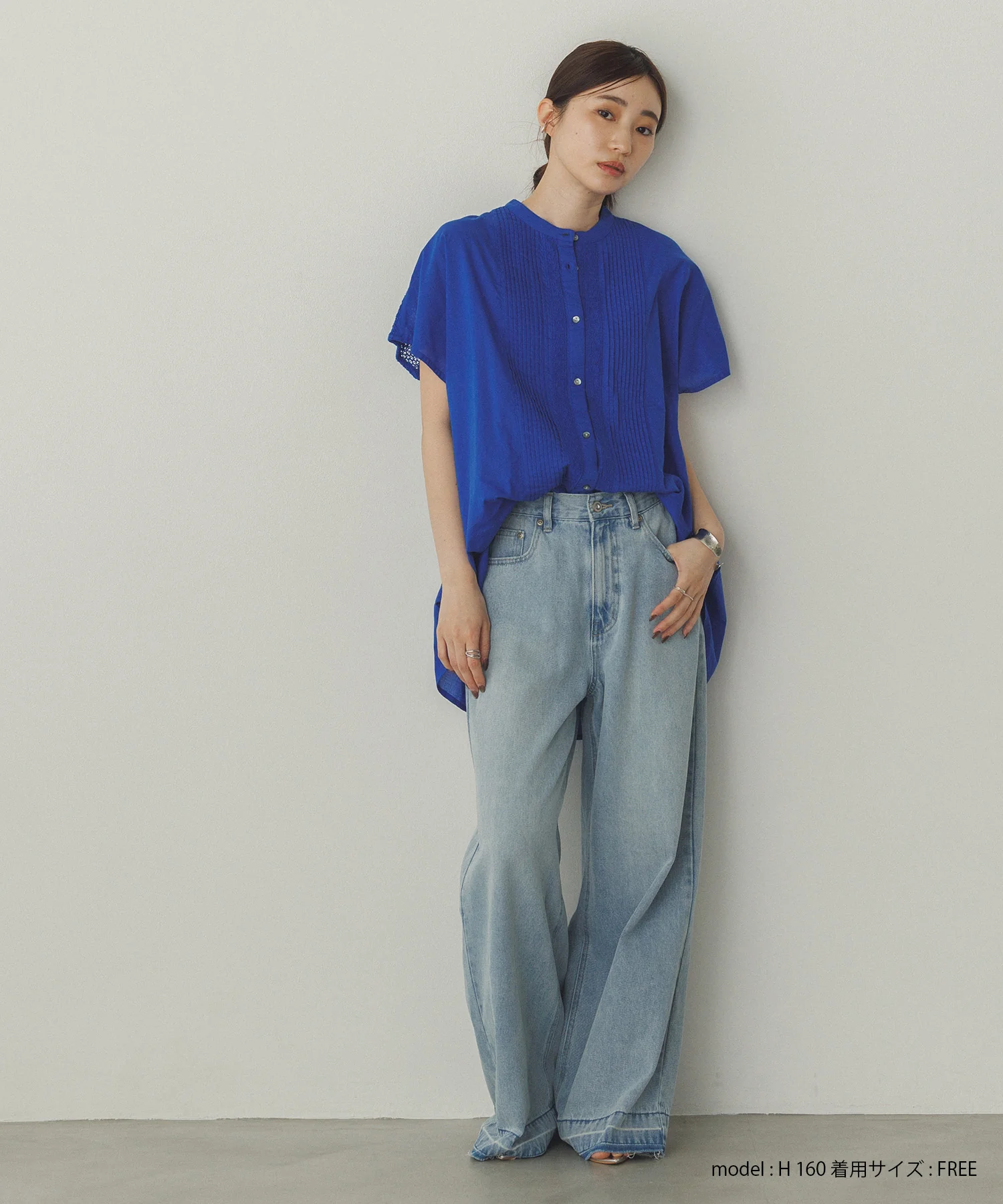 ピンタック レースシャツ