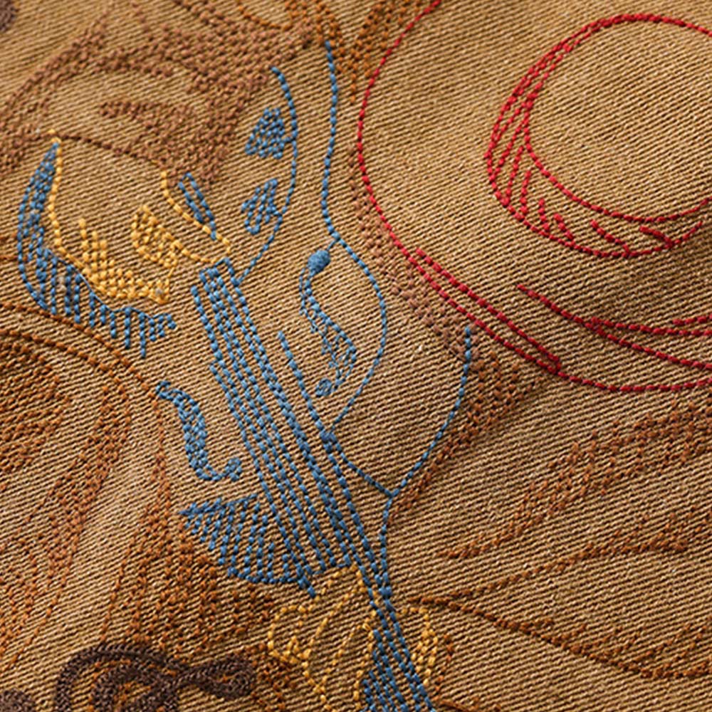 総刺繍　ブルースロックウエスタンシャツ