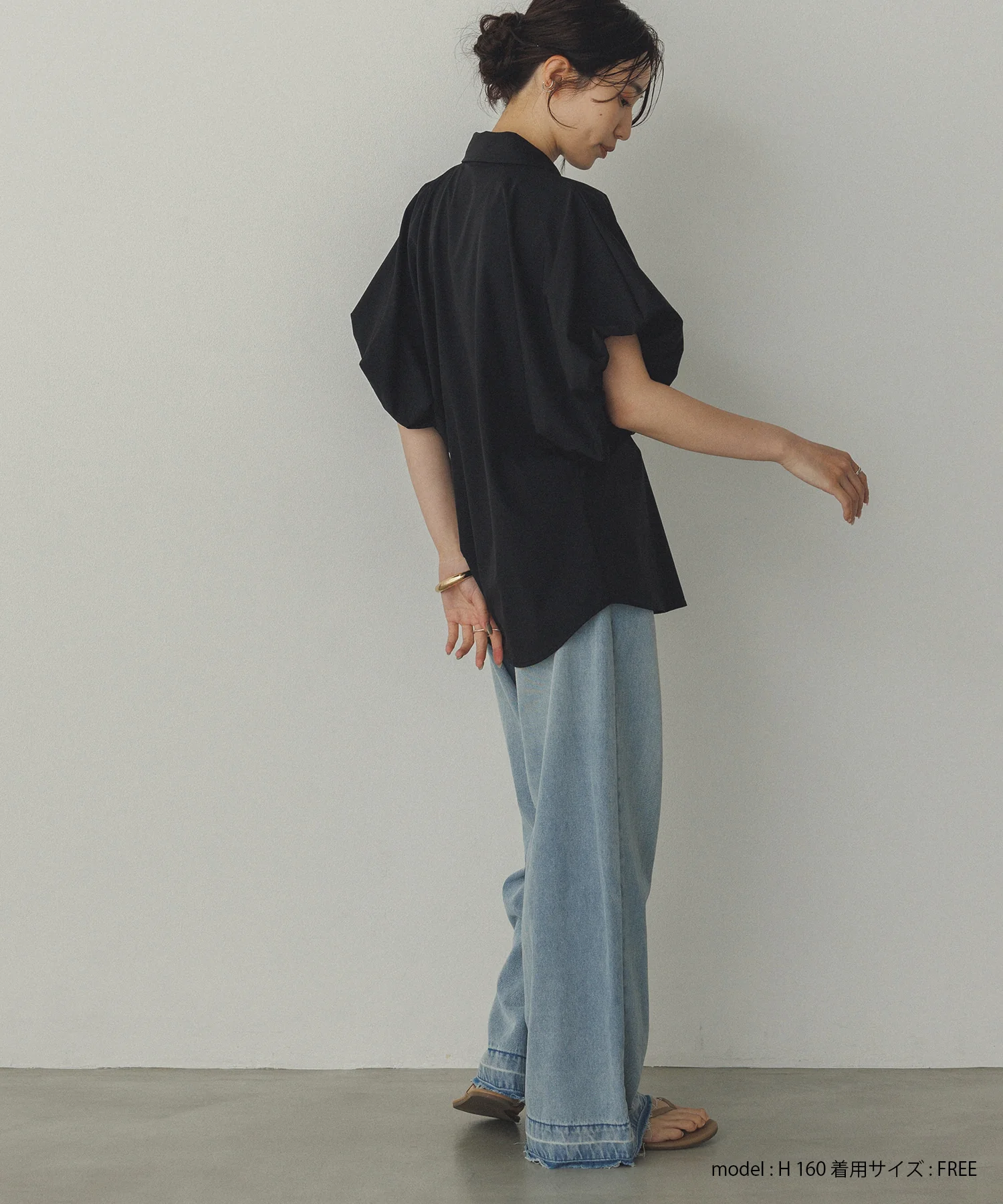 【接触冷感】 パフスリーブシャツ