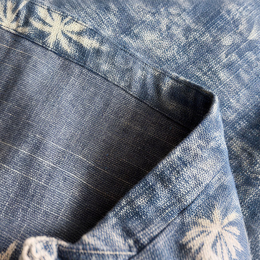 ヤシの木柄デニムベースボールシャツ