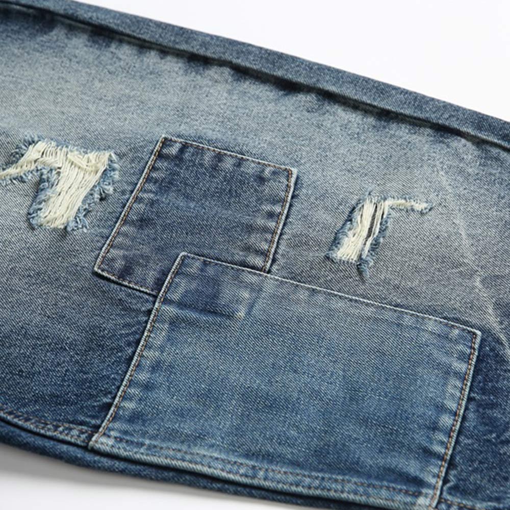 ヘビーウェイト　襤褸風ダメージデニムパンツ