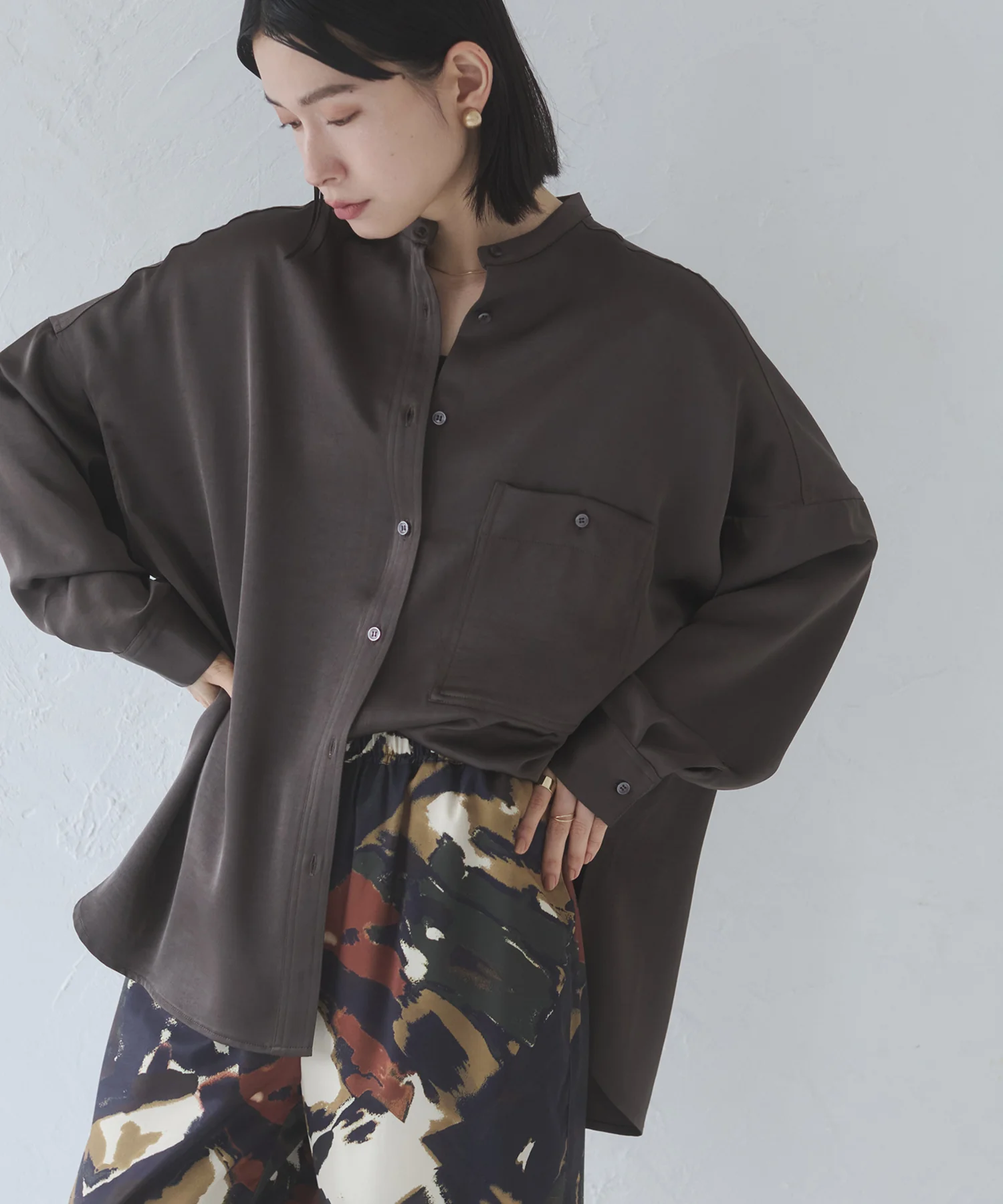 マットサテン オーバーシャツ