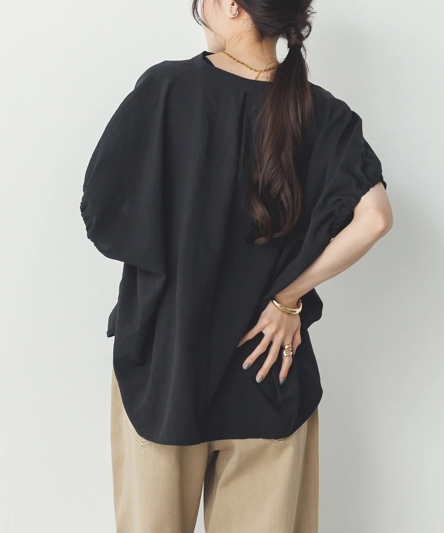 スパンローン ボリュームフレンチブラウス