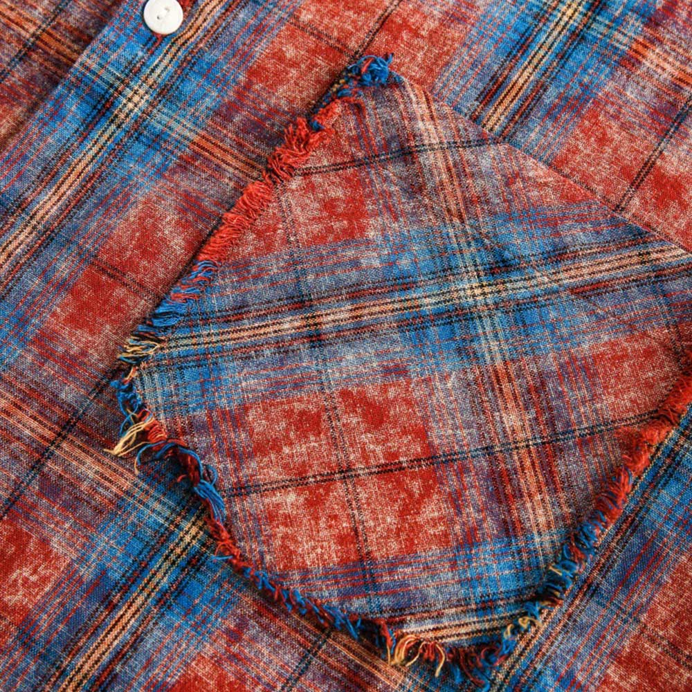 アメカジ　絞り染めチェックシャツ