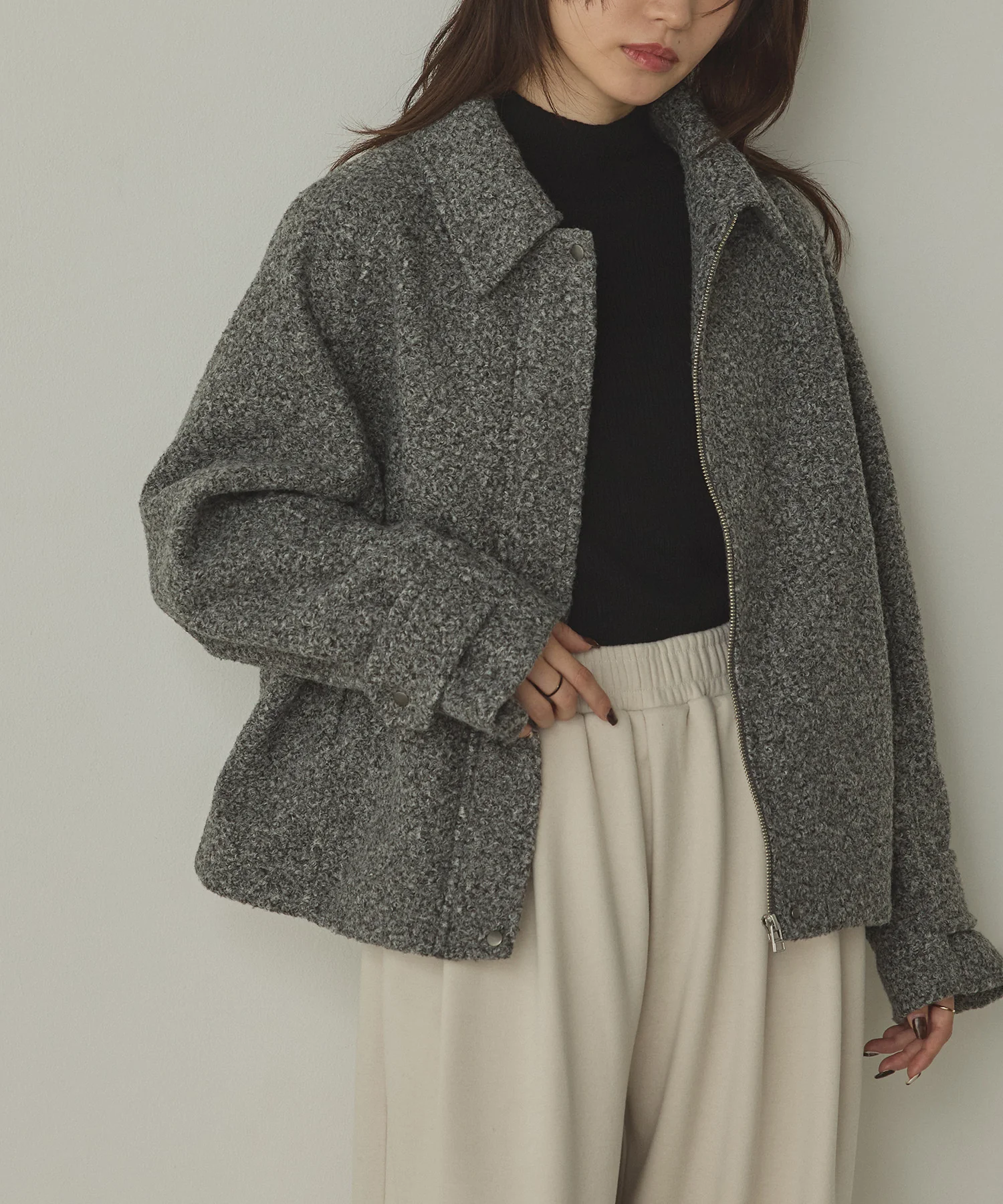 くるくるブークレ ショートブルゾン