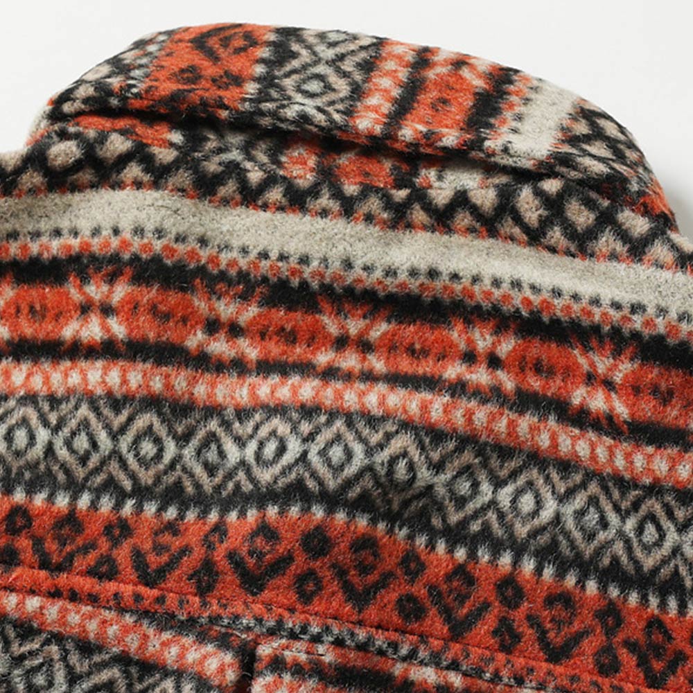 ナバホ柄ジャカード裏起毛長袖ラシャシャツ