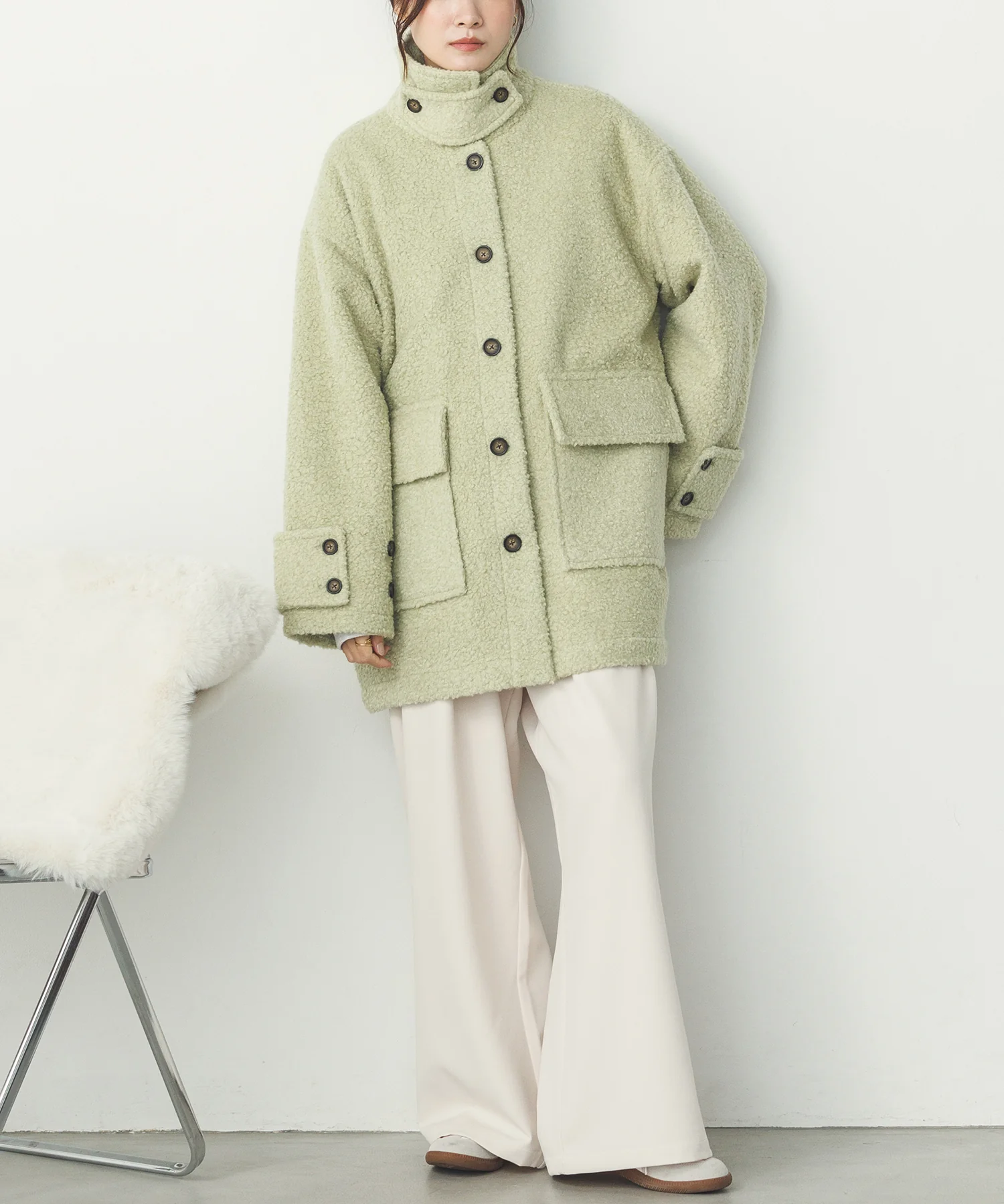 ブークレ ミドルシャツコート