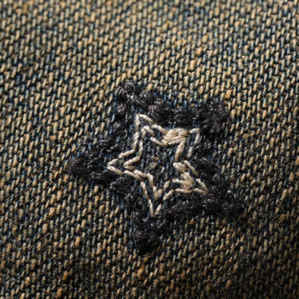 アメカジ刺繍ウォッシュデニムシャツ長袖